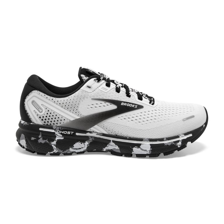 Brooks GHOST 14 Cushioned Road Running Shoes Womens Canada - White/Grey/Black (REQ259104)